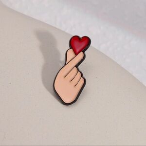 Korean Finger Heart With Red Heart ❤️ Enamel Pin